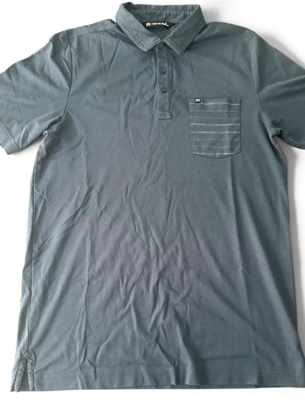 Travis Mathew Mens Medium Short Sleeve Golf Polo Shirt Accent Pocket w/ Logo